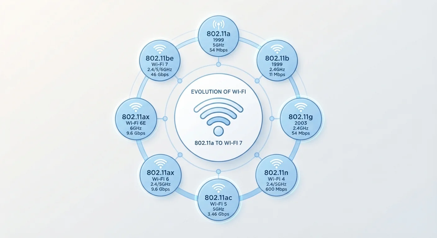 Wi-Fi Standards From 802.11a to Wi-Fi 7: A Quick-Reference Guide